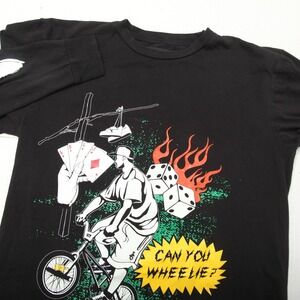 John Geiger Shirt Mens Large Black Can You Wheelie BMX Long Sleeve Graphic